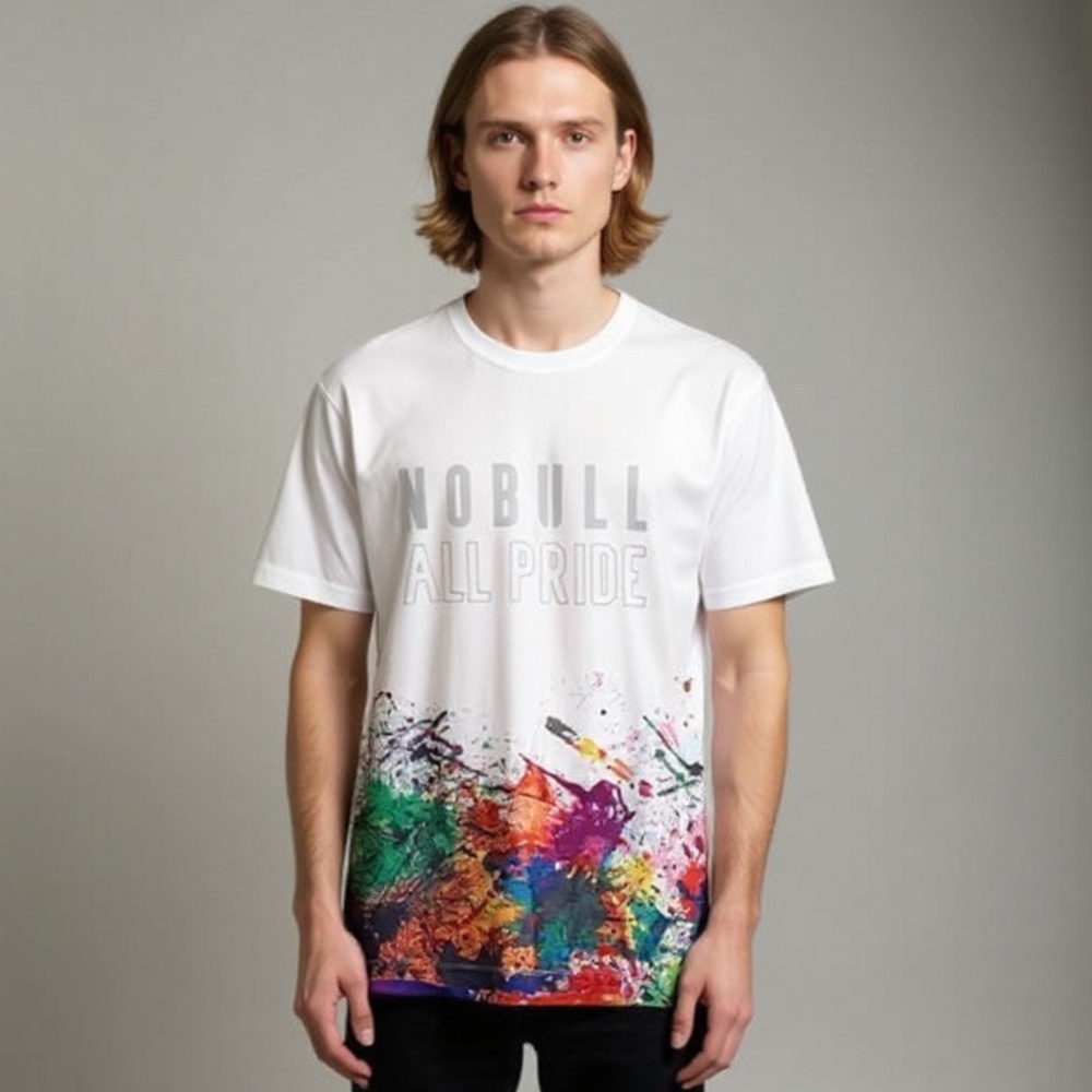 Men’s NOBULL Tee Shirt Pride Art Work collection Rainbow Paint Men's Size Medium